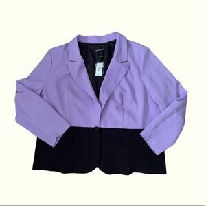 Ashley Stewart Violet and Black Color block Blazer-28